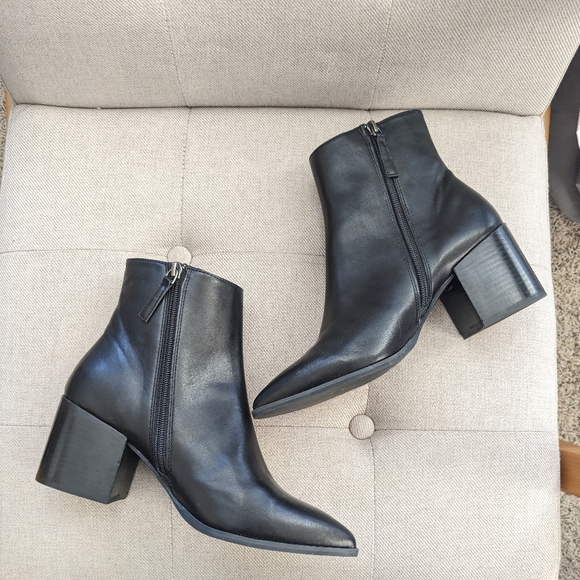 PAOLO Sadie Black Block Heeled Pointed Toe Slim Shaft Dress Boots Shoes Size 9 - Picture 8 of 10